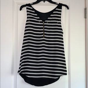 Black and White striped Express tank top